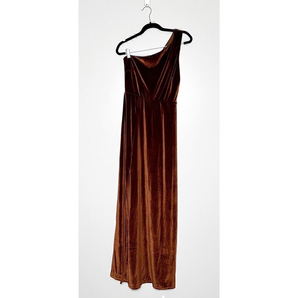 Baltic Born Tatiana Velvet One Shoulder Maxi Dress Women's Rust Size Small - Picture 4 of 7